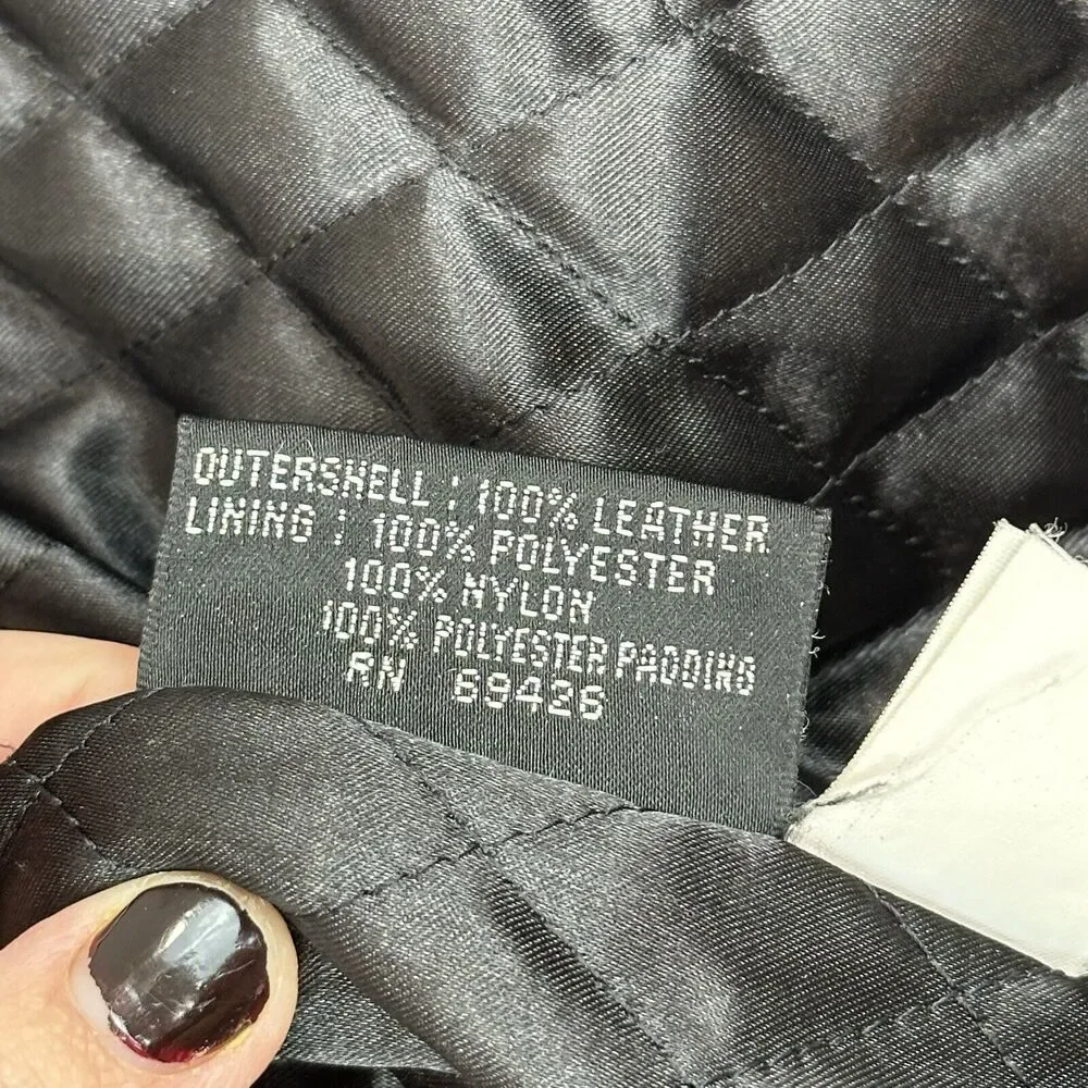 Vtg Wilsons Leather Jacket Mens Medium Black Quilted Coat 90s Grunge Barn Chore